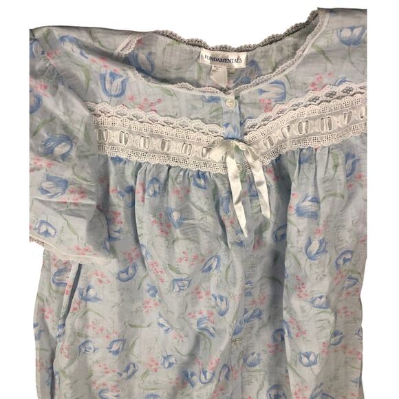 Vintage Fundamentals Lightweight Button Down Sweet Tulip Nightgown Medium - Picture 2 of 7